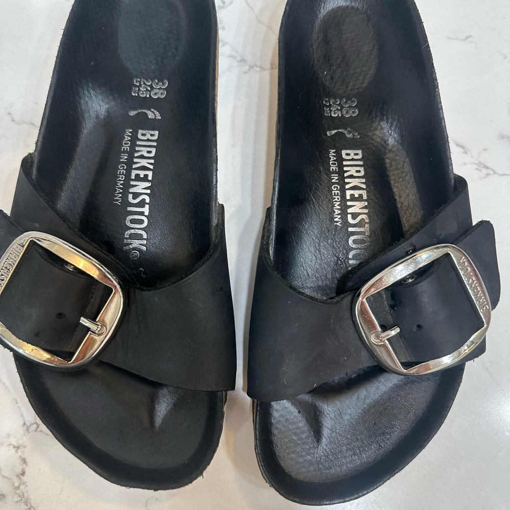 Birkenstock Black Sandals with Silver Buckle